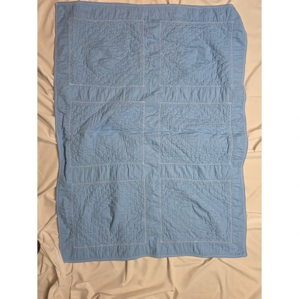 VTG 90's Precious Moments Quilted Baby Crib Blanket 42 X 32 Boys Baseball